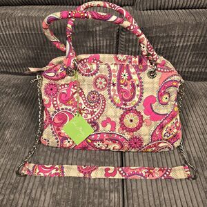 Vera Bradley Chain Bag Paisley Meets Plaid Pink Quilted Tote Purse NWT 11810-128